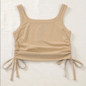 Shein Tan Scrunch Side Tie Cropped Tank